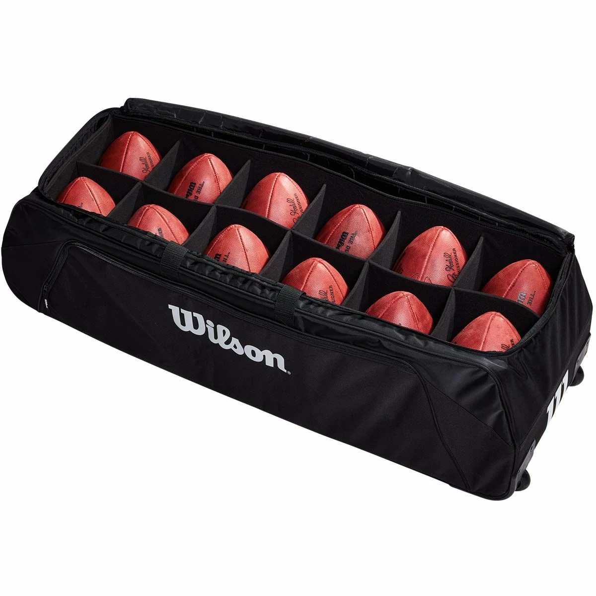 Wilson 12 Football Wheeled Duffle Bag, 42"Lx16"Wx15"H 1 Wilson 12 Football Wheeled Duffle Bag, 42"Lx16"Wx15"H