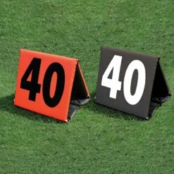 Fisher set of 11 Foldable Football Sideline Markers White Numbers on Black