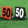 Fisher set of 11 Triangular Football Sideline Markers White Numbers on Black