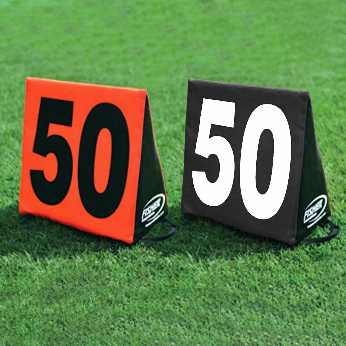 Fisher set of 11 Triangular Football Sideline Markers White Numbers on Black 1 Fisher set of 11 Triangular Football Sideline Markers White Numbers on Black
