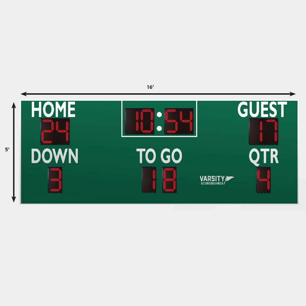 Varsity Scoreboards 7416 Football Scoreboard, 16'W x 5'H 4 Varsity Scoreboards 7416 Football Scoreboard, 16'W x 5'H - Image 4